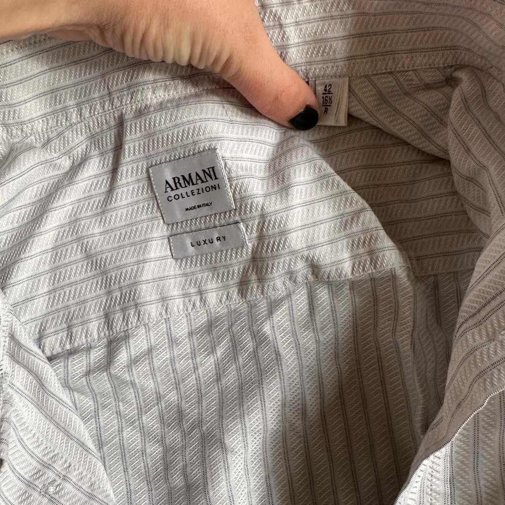 Armani Collezioni Striped Dress Shirt 42 16.5 Grey
